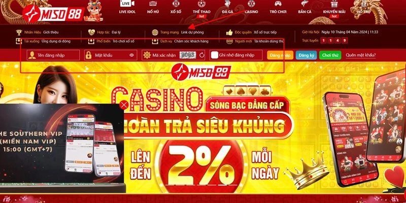 Đăng nhập Miso88 trên máy tính để bàn